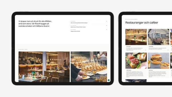 Urval av bilder på Mässrestaurangers webb