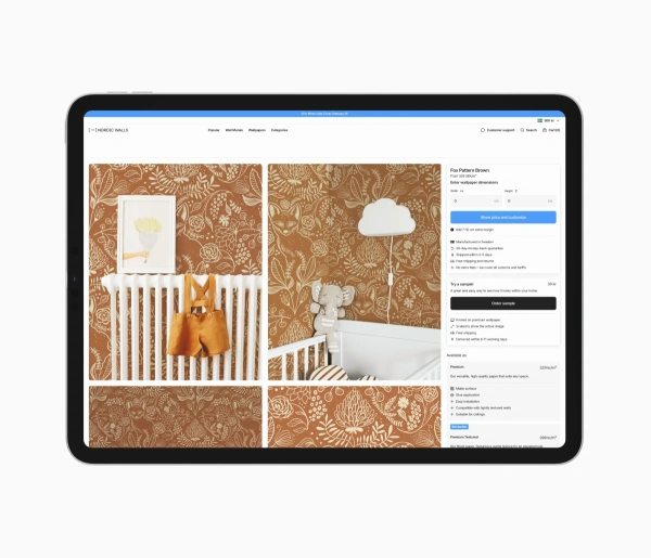 UI på Nordic Walls produktsida.